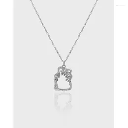 Pendentifs carrés en argent Sterling S925 avec colliers de lave pour femmes, bijoux à la mode en argent Sterling