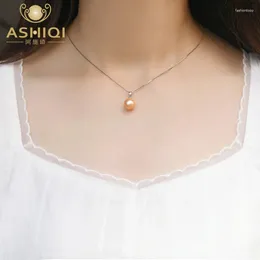 Hangers Ashiqi Natural Freshwater Pearl 925 Sterling Silver Pendant Necklace Jewelry Gifts for Women Wedding