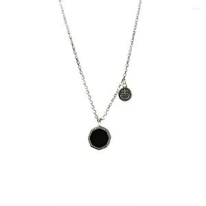 Pendentifs Collier Nafu de bon augure pour femmes, en argent Sterling 925, Style chinois, petit Design, chaîne en émail noir, bijoux haut de gamme