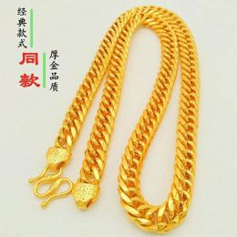 Hangers Authentiek Vietnam Zand Goud 999 Heren ketting vervaagt niet Tank Chain Mannen en Vrouwen Dominante Boss 24K Vergulde ketting