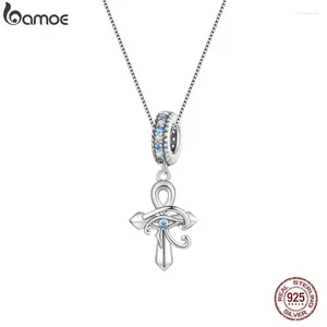 Pendentifs Bamoer 925 argent Sterling antique egypte oeil d'horus pendentif collier croix charmes chaîne de cou pour les femmes anniversaire bijoux fins