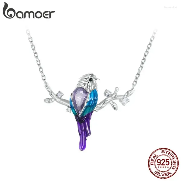 Pendentifs BAMOER 925 en argent sterling mignon oiseau pendentif collier pour femmes adolescentes filles bijoux animaux cadeaux elle