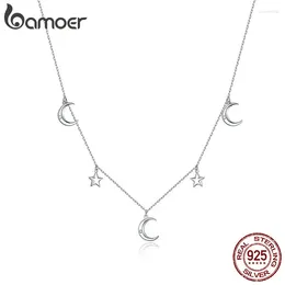 Pendentifs Bamoer argent Sterling 925 lune étoile pendentif collier pour femmes chaîne colliers bijoux SCN411