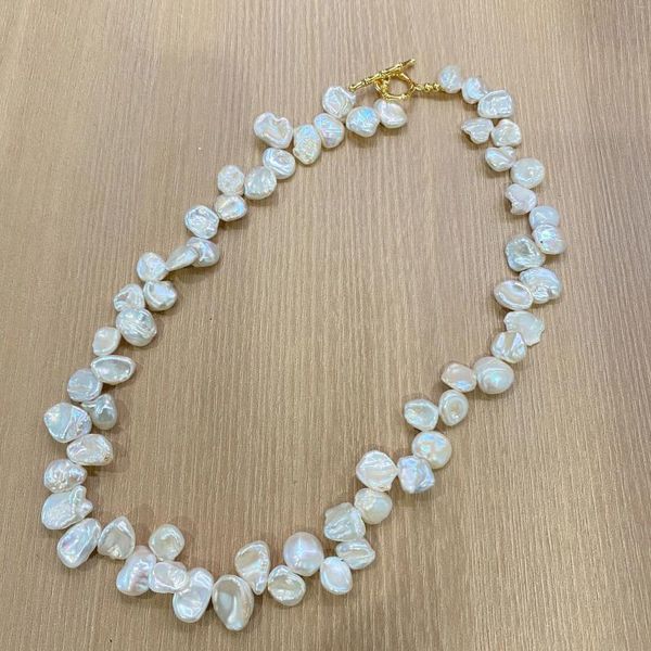 Pendentifs Collier de perles baroques pétale de fleur Keshi véritable Design élégant femmes déclaration tour de cou Collier romantique cadeau de mariage bijoux