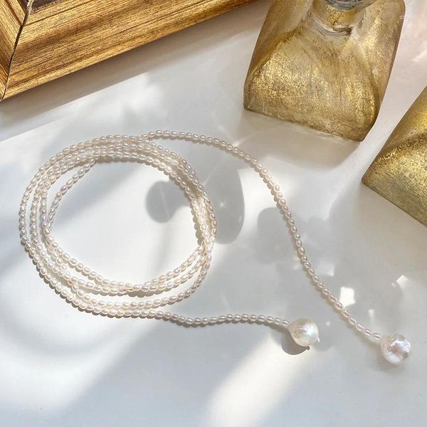Pendentifs Baroqueonly – collier Super Long en perles d'eau douce naturelles, Style rétro, chaîne de pull élégante de tempérament, cadeau pour femmes, N5