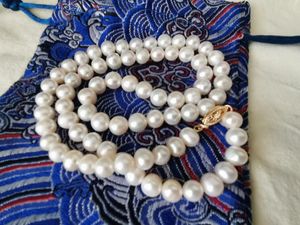 Pendentifs magnifique collier de perles blanches naturelles des mers du sud, 8-9mm, 20 pouces, 14K