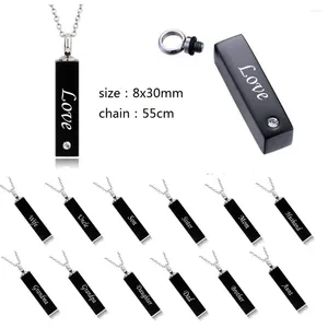 Pendentifs bijoux en acier inoxydable noir nom de pierre de naissance collier d'urne de crémation personnalisé pendentif sur mesure