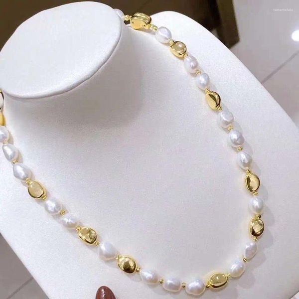 Pendants Block Lock Gold rempli en métal Freshwater Baroque Pearl Collier Star Même 9 mm Colliers de perles de 9 mm Chaîne de liaison