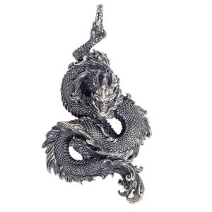 Pendants Bocai New Solid Real S925 Bijoux en argent sterling personnalité rétro Bonne chance Dragon Pendant Élégant Pendant