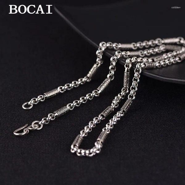 Colgantes BOCAI S925 Plata Retro Personalizado Estilo Étnico Cadena De Perlas En Forma De O Anillo Redondo Collar Regalo Para Hombres