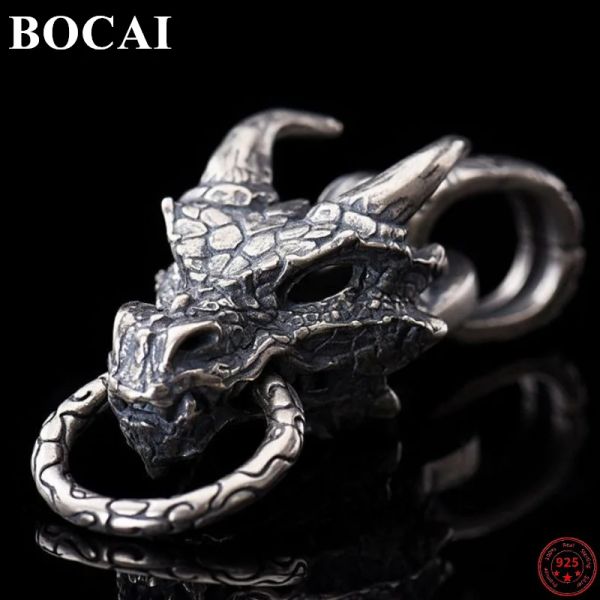 Colgantes BOCAI S925 colgantes de plata esterlina para mujeres y hombres, nueva moda, amuleto de cabeza de dragón chino, joyería Punk Vintage, envío gratis