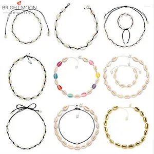 Pendants Bright Moon Manual Summer Beach Shells White Velvet Corde Collier Roches réglables