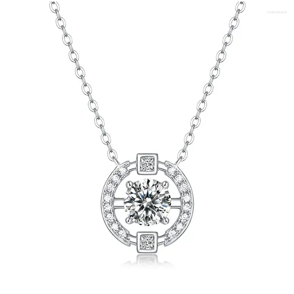 Pendentifs brillant 1ct Moissanite flottant diamant collier bijoux 925 40-45 cm chaîne réglable anniversaire cadeau fête