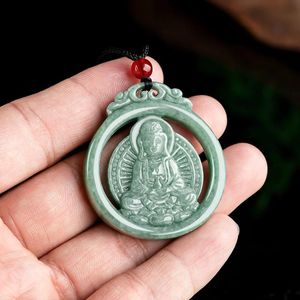 Pendentifs Jade birman Guanyin pendentif Talismans pierres précieuses énergie jadéite véritable collier émeraude bijoux cadeaux pour femmes naturel Vintage