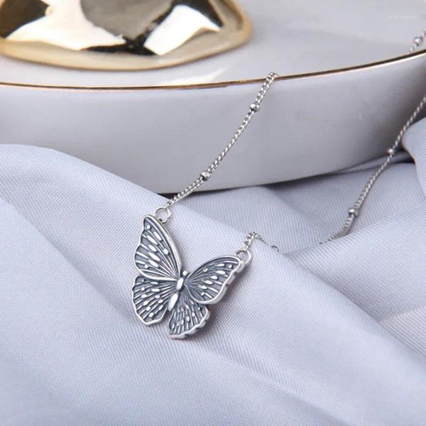 Pendants Buyee 925 STERLING Silver Ethnique Pendante chaîne Vivid belle Collier Butterfly pour femme Jewelry Simple Clavicular 45cm