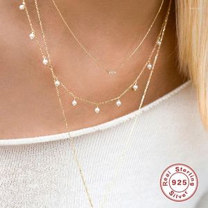 Colgantes Canner 925 collar de perlas bohemias de plata esterlina para mujeres con encanto borla cadena de clavícula Chockers joyería hecha a mano Collares