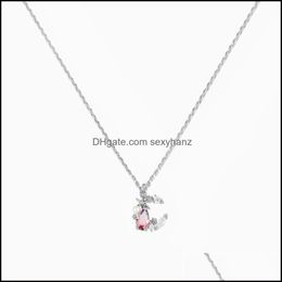 Pendentifs Chaînes Colliers De Charme Coréen Mignon Zircon Étoiles Lune Pendentif Collier Pour Femmes Collier Femme Bijoux Aessories Drop Delivery