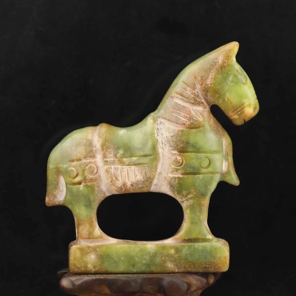 Pendants Chine Old Natural Jade Handscarved Status Horse Pendant D2