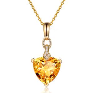 Pendentifs Citrine améthyste aigue-marine cristal coeur pendentif collier femmes fille diamant bijoux or rose 3 couleur fiançailles cadeau bijoux