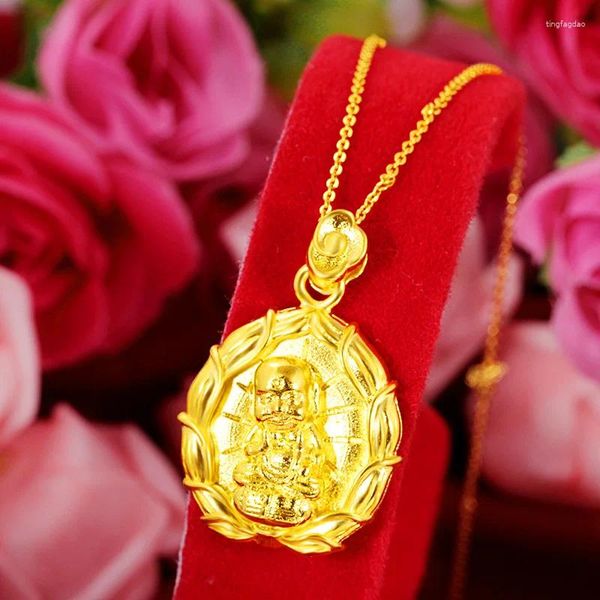 Pendentifs Classique 24K couleur or colliers pour hommes femmes doré bouddha en forme pendentif collier de fiançailles de mariage anniversaire bijoux cadeaux