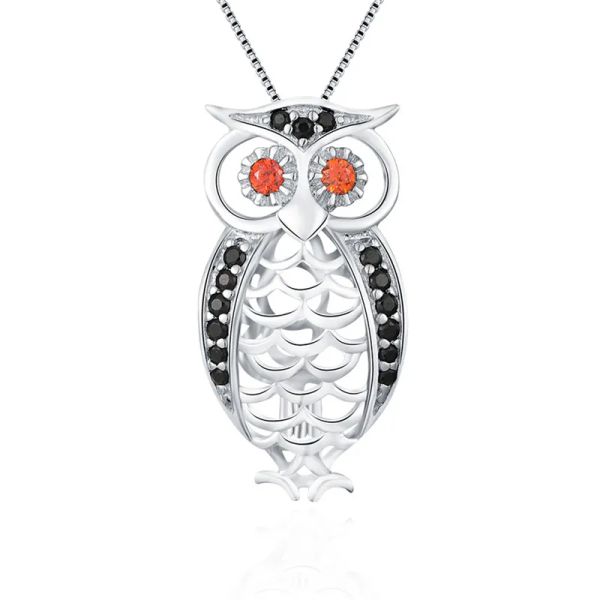 Pendentifs CLUCI réel 925 en argent Sterling mignon hibou Cage pendentif hibou en forme de Zircon pendentif femmes argent 925 perle médaillon SC209SB