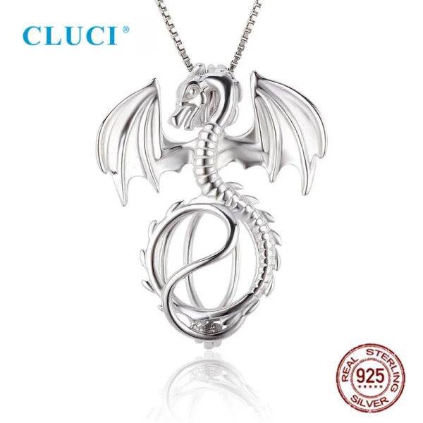 Colgantes CLUCI, colgante de plata 925 con dijes de dragón, joyería para mujer, dijes de plata de ley 925 auténtica, colgante, relicario de perlas, joyería SC072SB