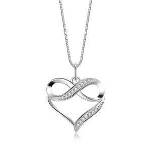 Hangers cocom S925 Sterling zilveren hartvorm ketting voor vrouwen kubieke zirkonia infinity love knoop hanger ketting sieraden in de nek