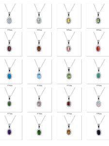 Pendants Colife Jewelry Classic 925 Silver Gemstone Pendant 20 types de collier de pierre précieuse naturel cadeau d'anniversaire pour femme