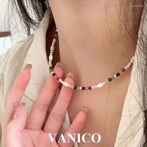 Pendentifs Collier de perles colorées en argent sterling, minuscule minimaliste, pierre naturelle simple, perles de pierres précieuses en cristal, bijoux tendance Y2K