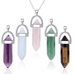 Hangers kristal ketting zeshoekige hanger edelsteen chakra genezing stenen sieraden voor vrouwen meisjes mannen verjaardagscadeaus drop levering amb0g