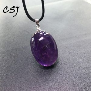 Colgantes CSJ Amethyst Pendants Real Gemstone Joyería fina para mujeres esposa Lady Best Nice Birthday Party Regalo