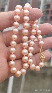 Pendentifs taille personnalisée 10-9mm, collier de perles roses Akoya naturelles circulaires 18 pouces