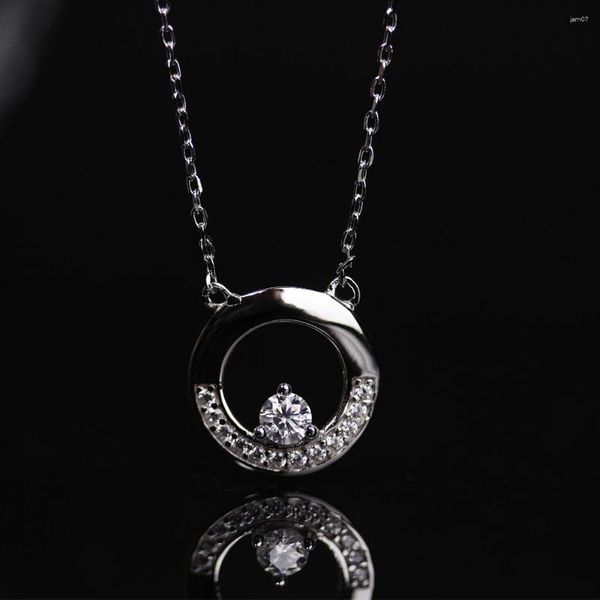 Pendentifs Daisini Lab cultivé diamant 925 en argent Sterling taille brillant Moissanite pendentif rond collier bijoux cadeau pour les femmes