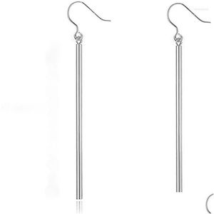 Hangers Bengelen Kroonluchter Lange Bar Oorbellen Voor Vrouwen Meisje.Verticale Stok Ronde Lijn Drop Earring Eenvoudige Geometrische Strip Bungelende D Dhhgx