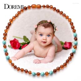 Pendants Collier Amber Baltique en pierre naturelle Doremi pour bébé Turquois Ambers perles (cognac) Bracelet Bijoux Kid