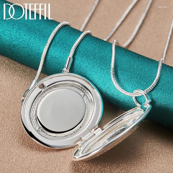 Pendentifs DOTEFFIL 925 argent Sterling 16-30 pouces chaîne serpent ovale rond Po cadre pendentif collier pour femme homme mariage charme bijoux