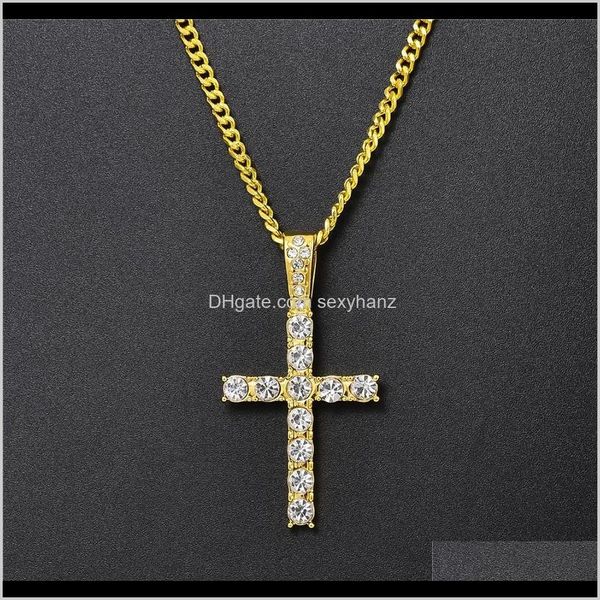 Pendentifs Drop Delivery 2021 Designer Hommes Croix Pendentif Collier En Or Hip Hop Costume Bijoux Complet Strass Conception Lien Chaîne De Mode Punk