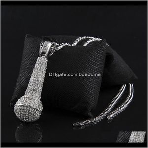 Pendentifs Drop Livraison 2021 Hommes Iced Out Pendentif Collier Mode Microphone Hip Hop Colliers Bijoux Or Chaîne Cubaine Jpbhz