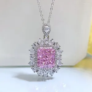 Colgantes DYGYD S925 Plata Esterlina Diamante con Alto Contenido de Carbono 10 12 Collar Rosa Mujer 6 Girasol Colgante Joyería