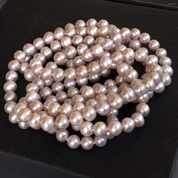 Pendentifs ELEISPL JEWELRY 124 cm Collier de perles véritables sans fin 7-8 mm Violet clair naturel #22000485-6