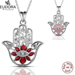 Pendants Eudora 925 Colliers pendentifs pour les yeux méchants sterling Coldage de pendentif à la main Hamsa avec chaîne de couches de 18 pouces cadeau ksyd069