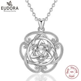 Pendentifs EUDORA 925 argent Sterling luxe irlandais triquetra Celtics fleur pendentif collier pour femmes cadeaux d'anniversaire bijoux fins CYD301