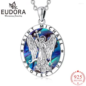 Pendentifs Eudora 925 argent Sterling saint michel archange collier Fine coquille d'ormeau Patronus pendentif bijoux religieux pour hommes femmes