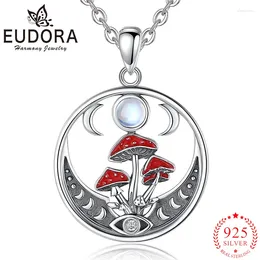 Pendentifs Eudora 925 argent Sterling Triple lune collier champignon pierre de lune pendentif sorcière personnalité bijoux fête cadeau pour hommes femmes