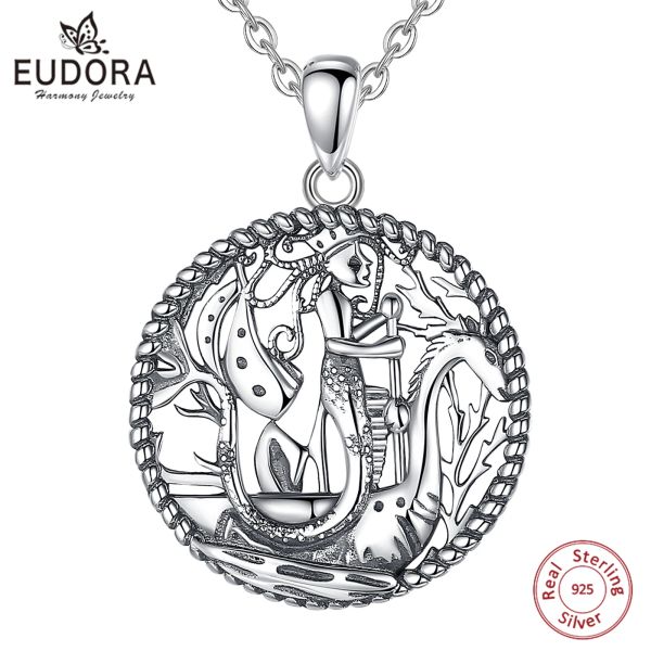 Colgantes Eudora, collar de sirena Vintage de Plata de Ley 925 para mujeres y hombres, amuleto de monstruo marino, colgante, joyería de verano, regalo de personalidad