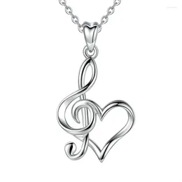 Pendentifs EUDORA argent Sterling Note de musique pendentif collier battement de coeur Signal coeur femmes 925 bijoux fins avec boîte D413