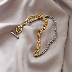 Pendentifs Collier ras du cou minimaliste euro-américain avec chaîne en laiton véritable/rhodium en or 18 carats pour femmes, bijoux de fête de mariage 2024
