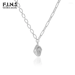 Colgantes F.I.N.S Original cóncavo y convexo S925 cadena asimétrica de plata esterlina collar de clavícula mujeres apilable Irregular