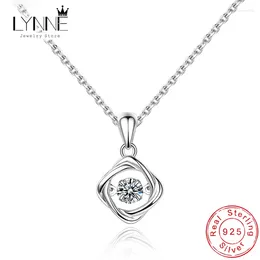 Pendentifs à la mode en argent Sterling 925, carré dansera, collier en Zircon pour femmes, bijoux trèfle porte-bonheur, chaîne de clavicule en strass