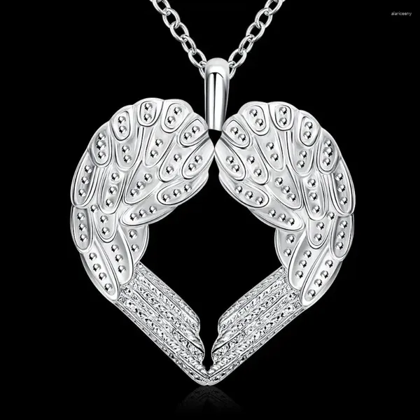 Pendentifs Marque de mode 925 collier en argent Sterling pour femmes bijoux ailes d'ange pendentif coeur saint valentin cadeaux de mariage